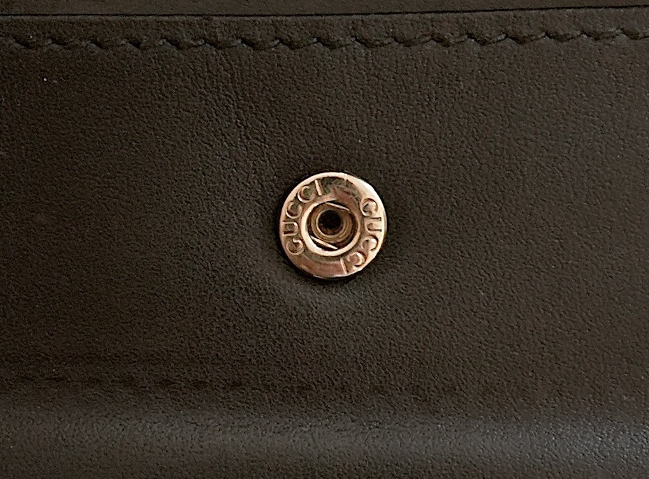 Gucci Vintage Wallet Black Leather Bifold UFO Patch Men's Coin Pouch Card Slots