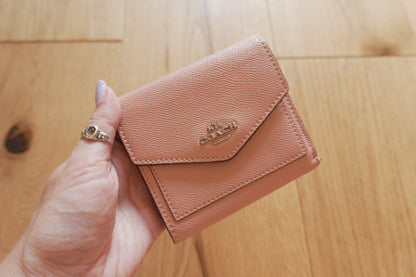 Coach Purse Vintage Light Pink Leather Envelope Square Wallet Stud Women's