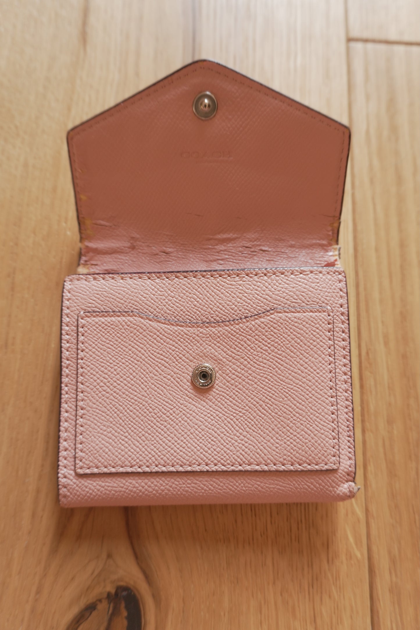 Coach Purse Vintage Light Pink Leather Envelope Square Wallet Stud Women's