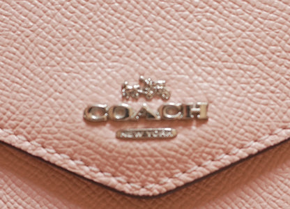 Coach Purse Vintage Light Pink Leather Envelope Square Wallet Stud Women's