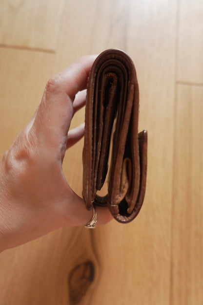 Vintage Coach Square Wallet Brown Monogram Canvas Leather ID Coin Pocket Compact