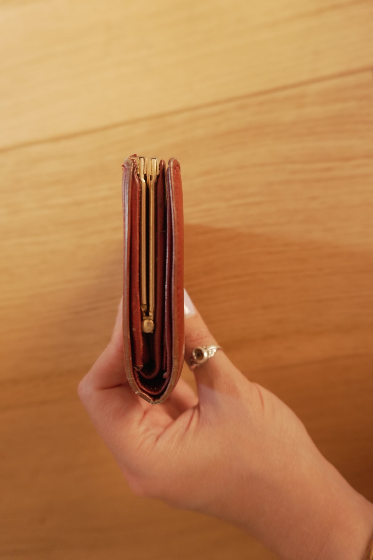 Vintage Gucci Red Leather Ophidia Wallet Gold GG Clasp Web Strip Women's