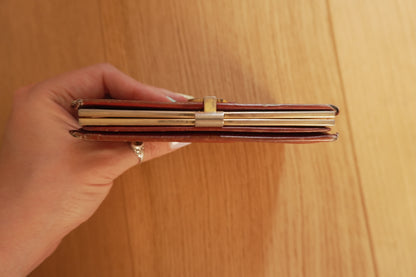Vintage Gucci Red Leather Ophidia Wallet Gold GG Clasp Web Strip Women's
