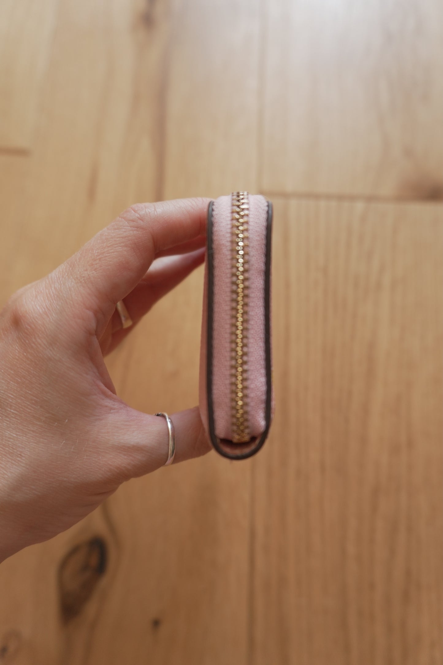 Coach Coin Purse Vintage Pink Leather Banana Print Small Gold Zip Women's