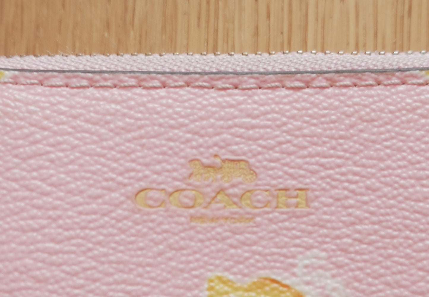 Coach Coin Purse Vintage Pink Leather Banana Print Small Gold Zip Women's