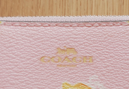 Coach Coin Purse Vintage Pink Leather Banana Print Small Gold Zip Women's