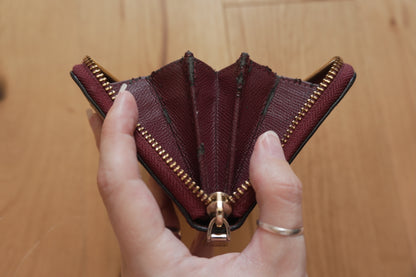 Coach Wallet Burgundy Leather Zip Around Long Purse Gold Hardware Women