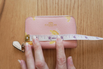 Coach Coin Purse Vintage Pink Leather Banana Print Small Gold Zip Women's