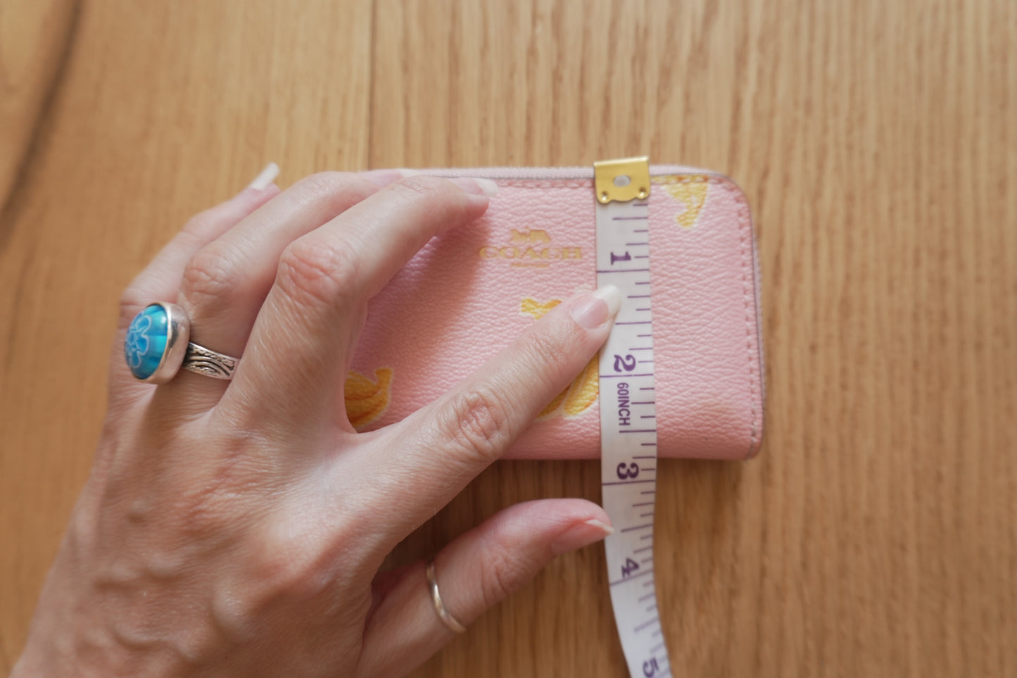 Coach Coin Purse Vintage Pink Leather Banana Print Small Gold Zip Women's