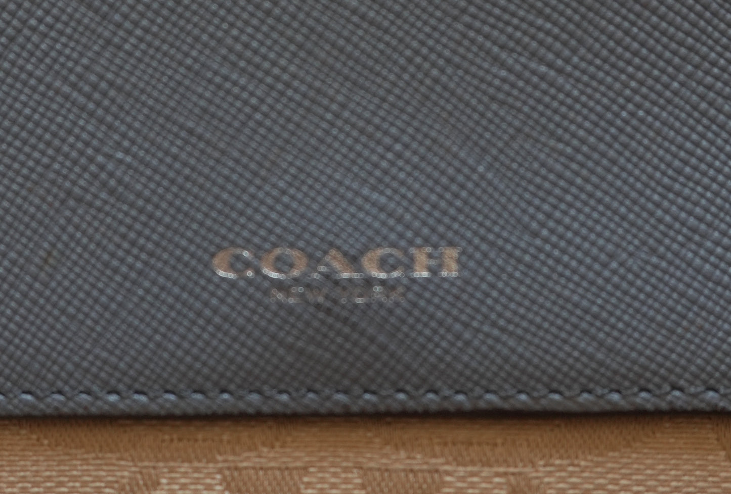 Vintage Coach Wallet Light Blue Beige Monogram Canvas Leather Long Flap Purse