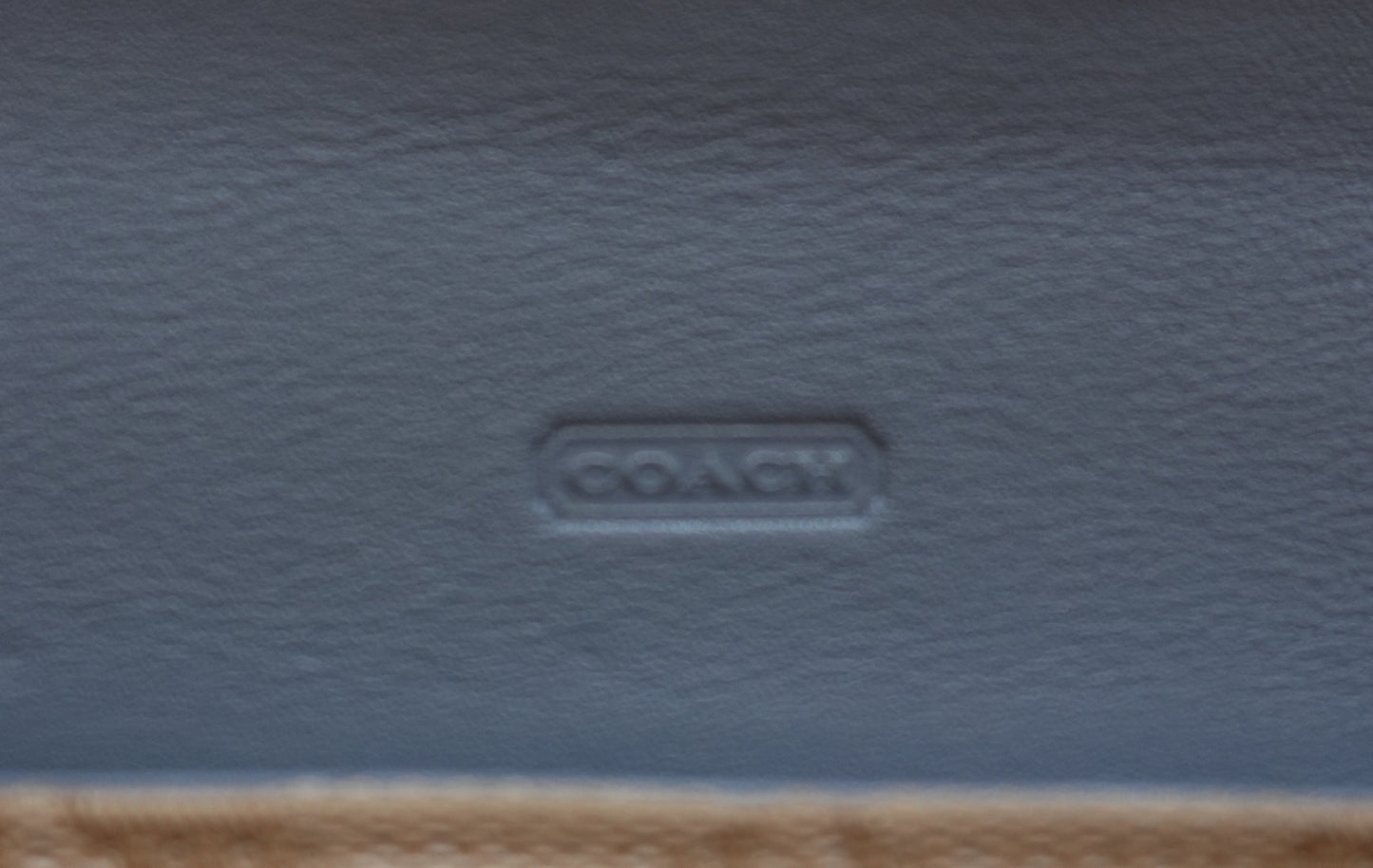 Vintage Coach Wallet Light Blue Beige Monogram Canvas Leather Long Flap Purse