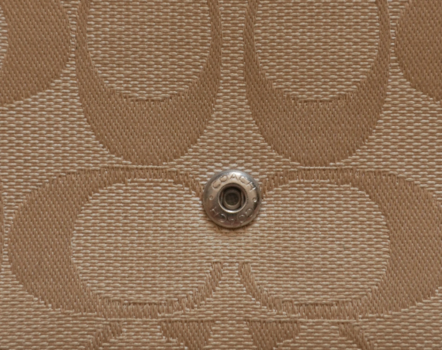 Vintage Coach Wallet Light Blue Beige Monogram Canvas Leather Long Flap Purse