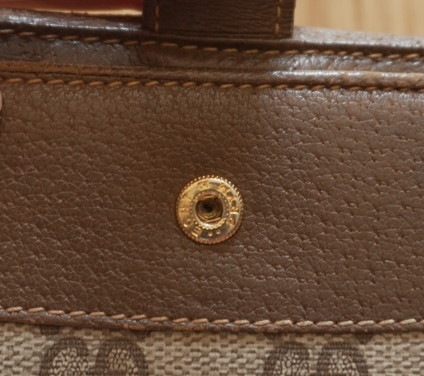 Vintage Gucci GG Wallet Brown Leather Sherry Web Stripe Bifold Men’s Gold Logo