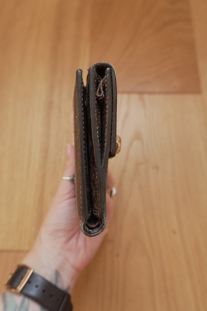 Gucci Vintage Wallet Brown Suede Leather GG Monogram Studded Bifold Unisex