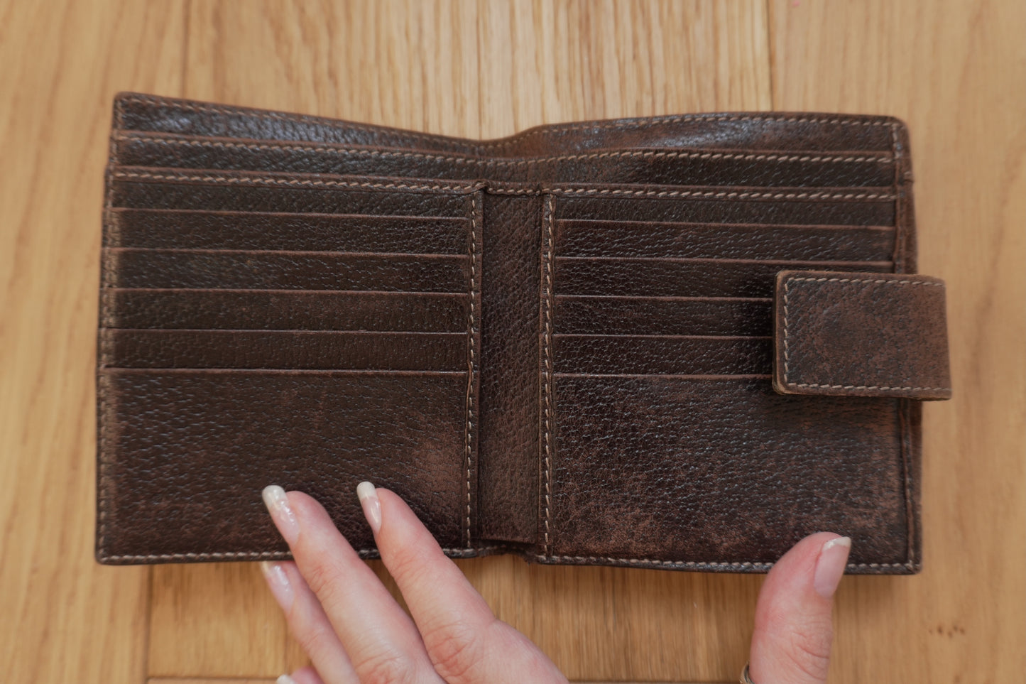 Gucci Vintage Wallet Brown Suede Leather GG Monogram Studded Bifold Unisex