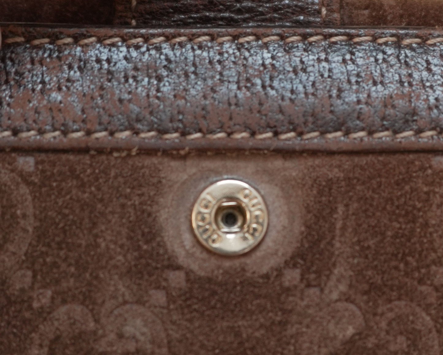 Gucci Vintage Wallet Brown Suede Leather GG Monogram Studded Bifold Unisex
