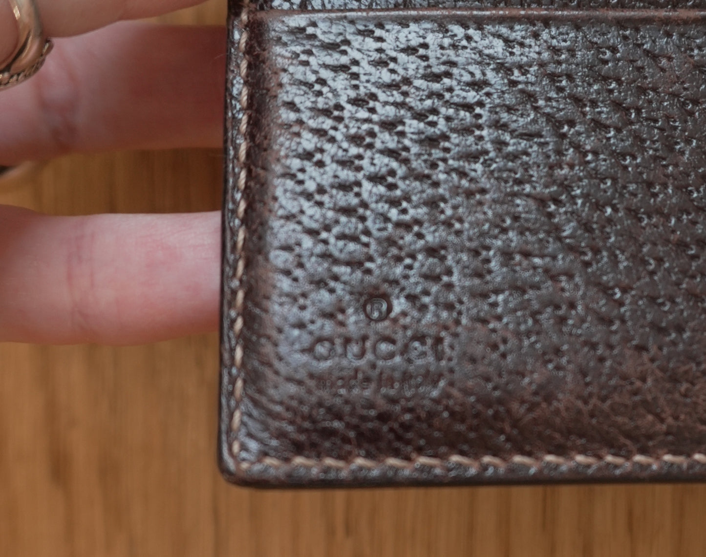 Gucci Vintage Wallet Brown Suede Leather GG Monogram Studded Bifold Unisex