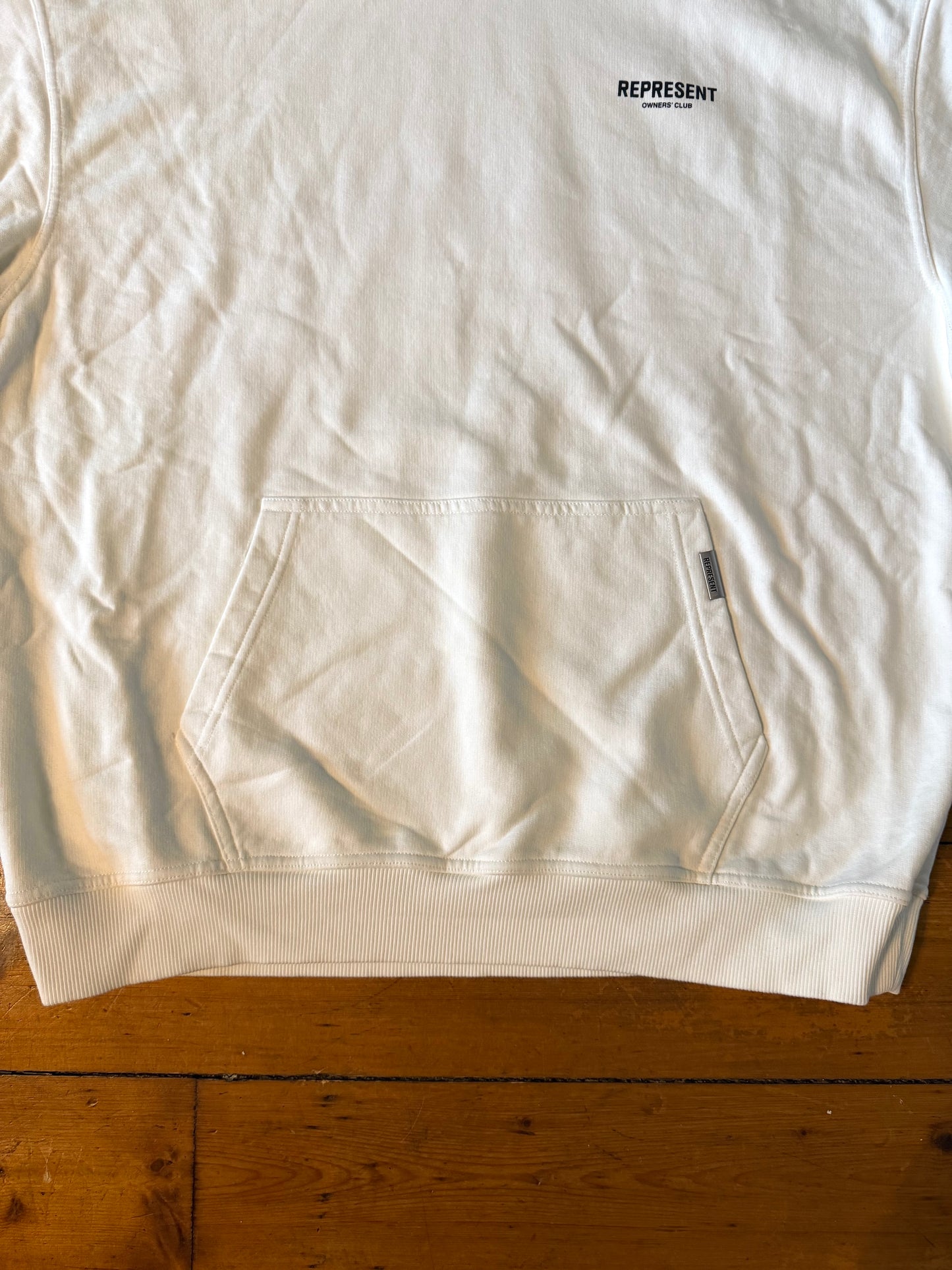 Represent Hoodie Owner's Club White Oversized Men's Large 100% Cotton Sweatshirt