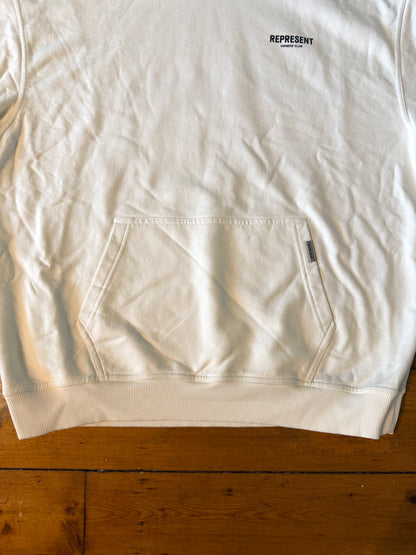 Represent Hoodie Owner's Club White Oversized Men's Large 100% Cotton Sweatshirt