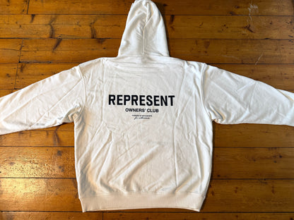 Represent Hoodie Owner's Club White Oversized Men's Large 100% Cotton Sweatshirt