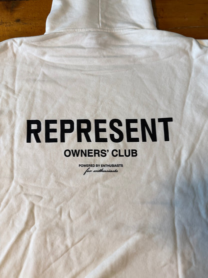 Represent Hoodie Owner's Club White Oversized Men's Large 100% Cotton Sweatshirt
