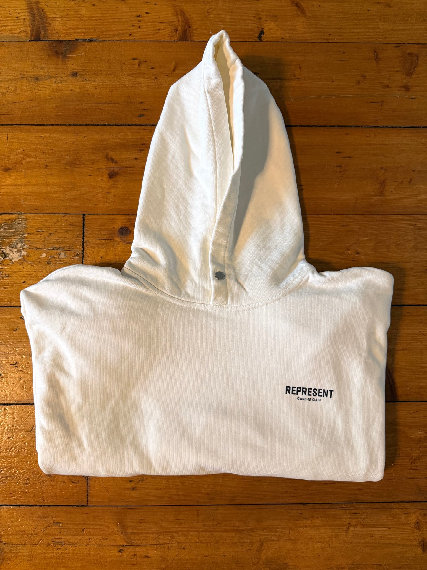 Represent Hoodie Owner's Club White Oversized Men's Large 100% Cotton Sweatshirt